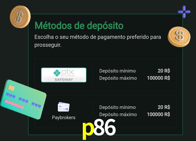 O cassino p86 oferece uma grande variedade de métodos de pagamento